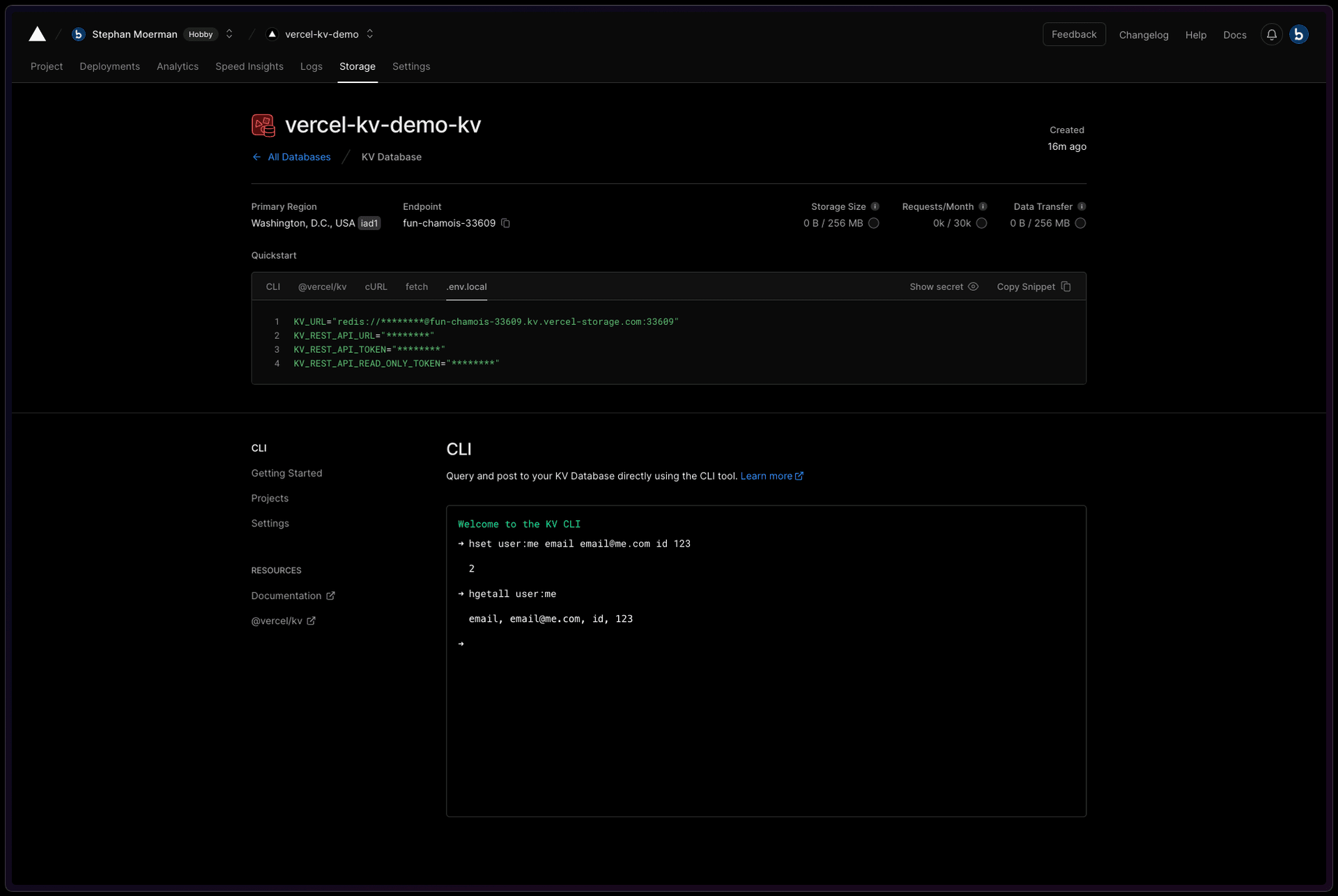 Manually copy over your .env.local file from your Vercel KV database